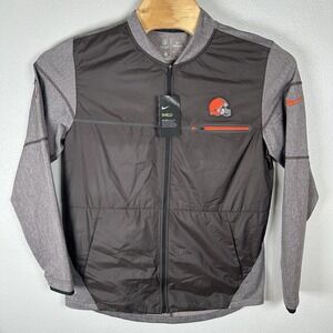 NIKE Shield Cleveland Browns Jacket Mens Medium Performance Full Zip Band Collar